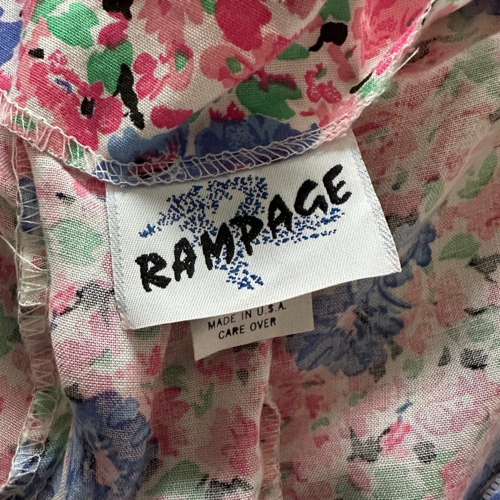 Vintage 80s/90s Rampage Floral Strapless Tiered Mini Dress - Lace Up Back - 5/6 - Picture 4 of 10